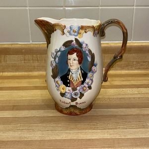 Vintage Robert Burns Poetry Ceramic Pitcher Beswick Ware Hand Painted England